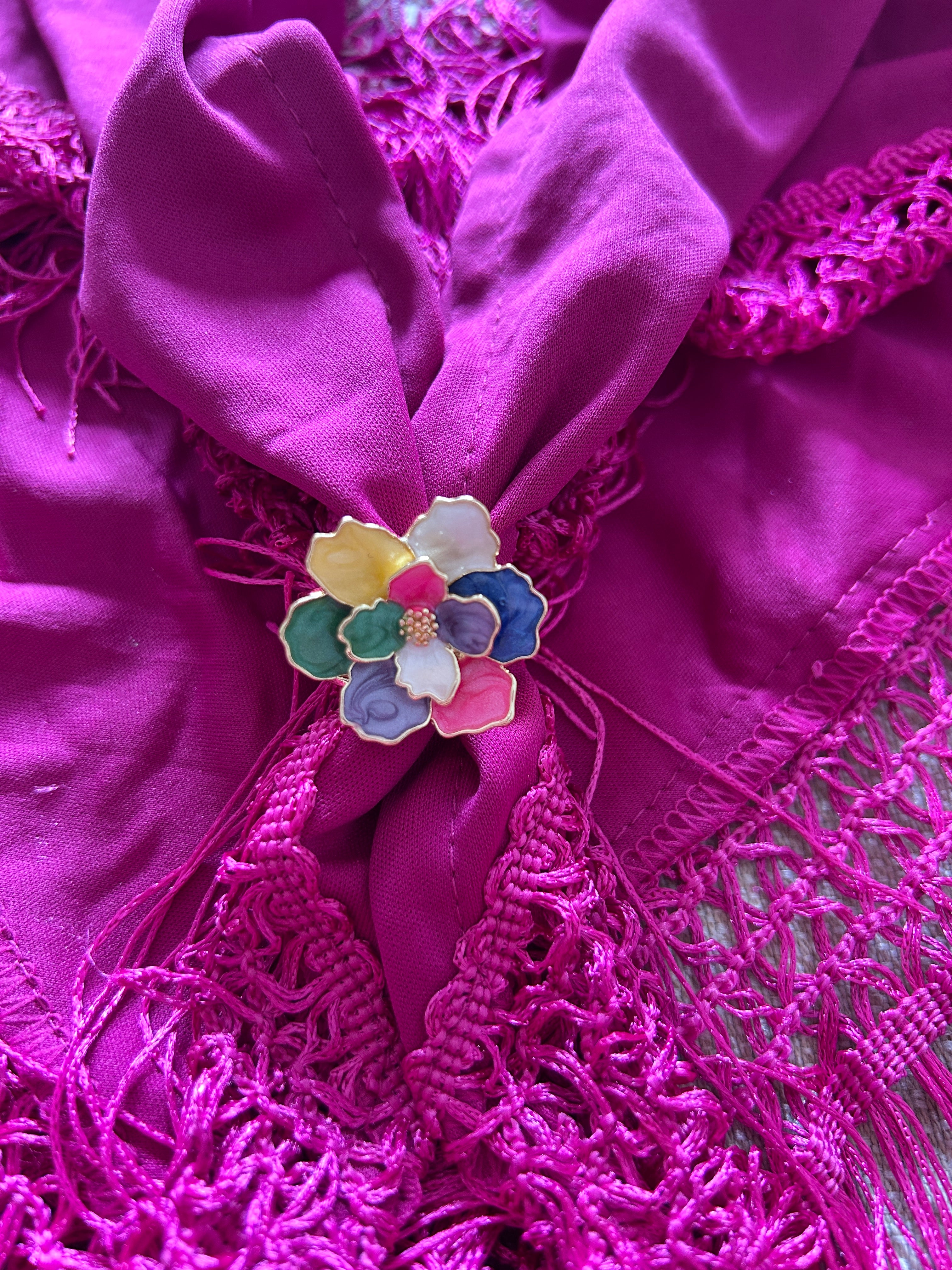 Anillo Broche para Mantón con Flor Multicolor
