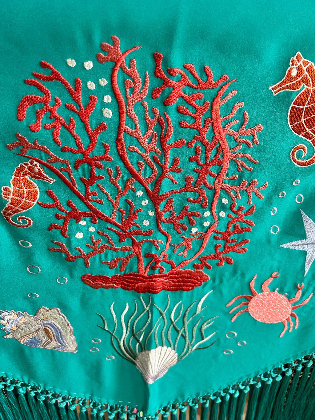 🌊🐚 Mantón Bordado Fondo Marino 🐚🌊