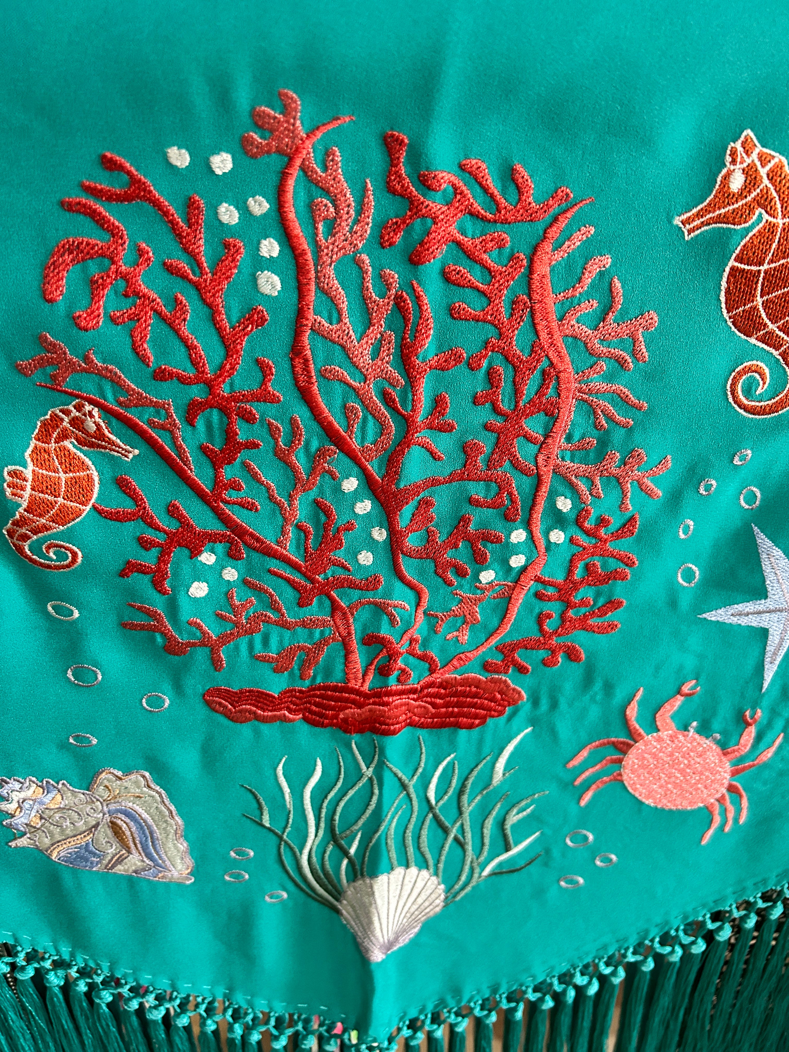 🌊🐚 Mantón Bordado Fondo Marino 🐚🌊