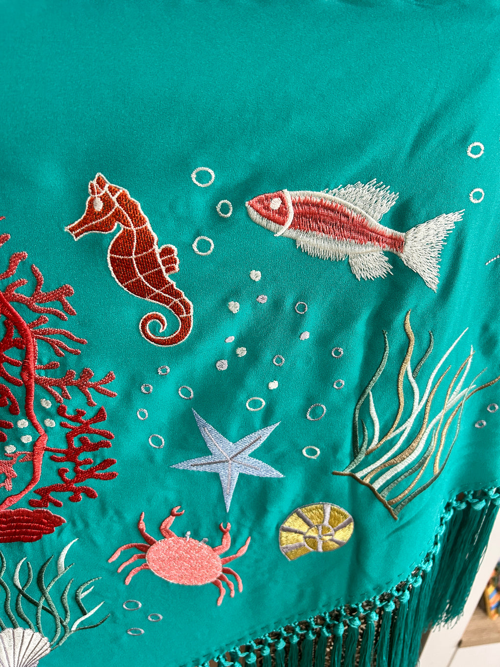 🌊🐚 Mantón Bordado Fondo Marino 🐚🌊