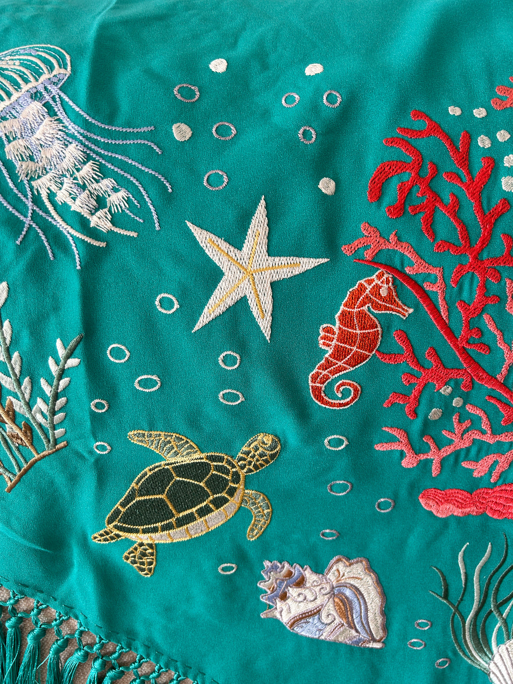 🌊🐚 Mantón Bordado Fondo Marino 🐚🌊