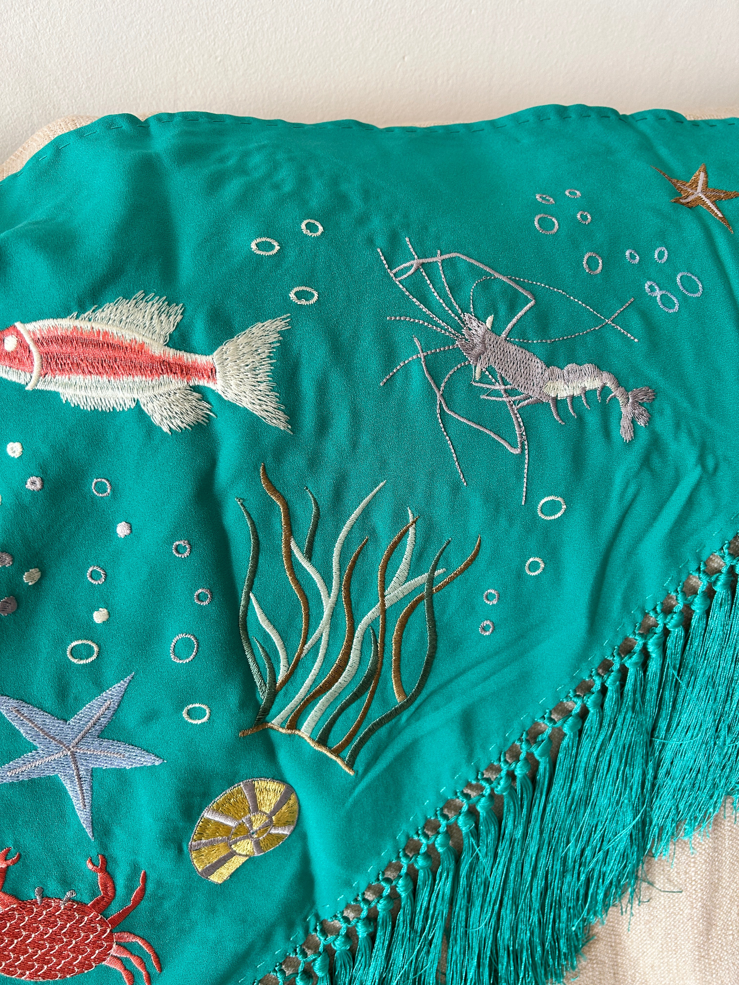 🌊🐚 Mantón Bordado Fondo Marino 🐚🌊