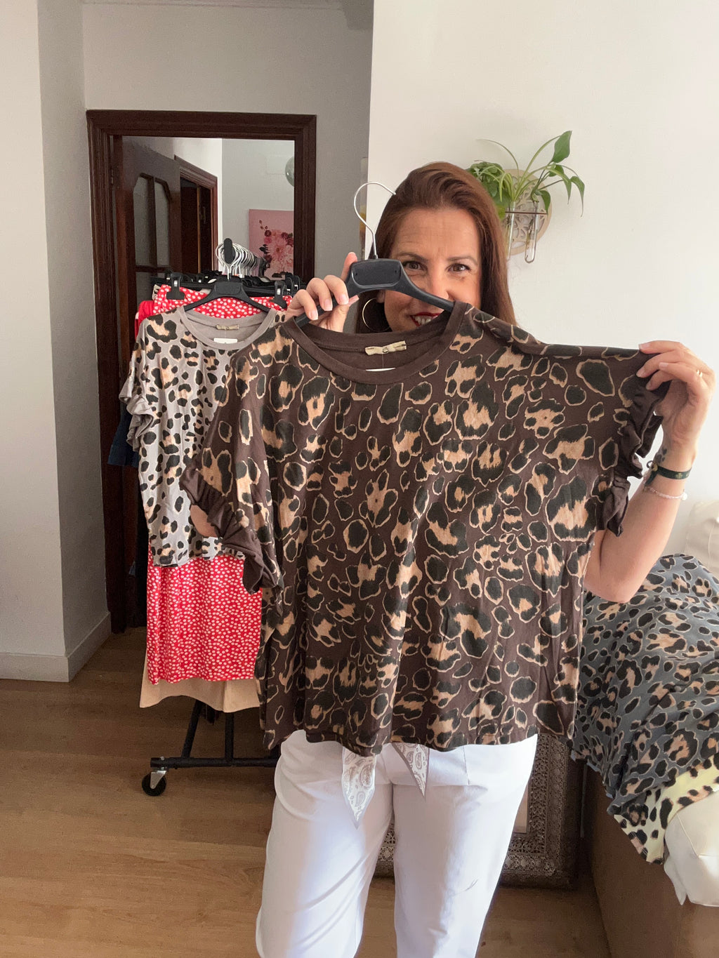 🐆🤎 Camiseta animal print chocolate con volante 🤎🐆