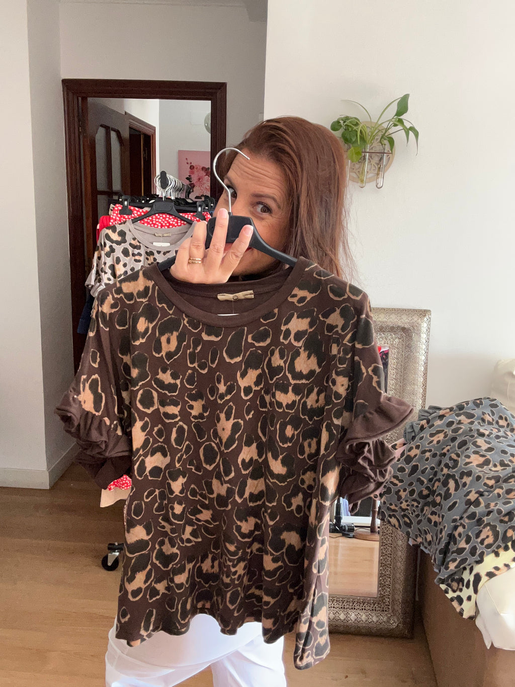 🐆🤎 Camiseta animal print chocolate con volante 🤎🐆