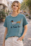 ✨ Camiseta de rayas con diseño “Je T’aime Paris” – Estilo casual con encanto francés ✨