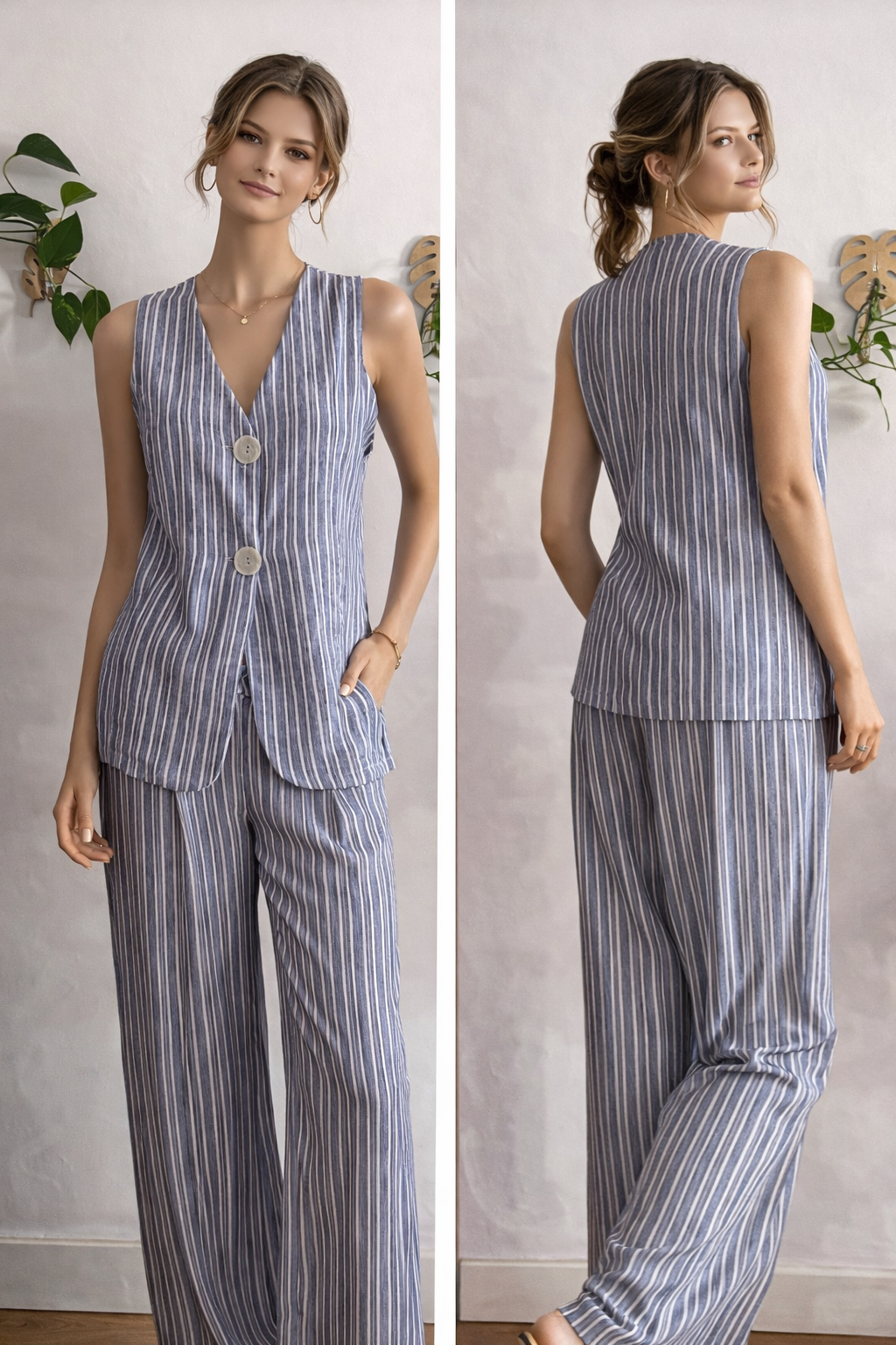 Conjunto de rayas con chaleco y pantalón ☀️