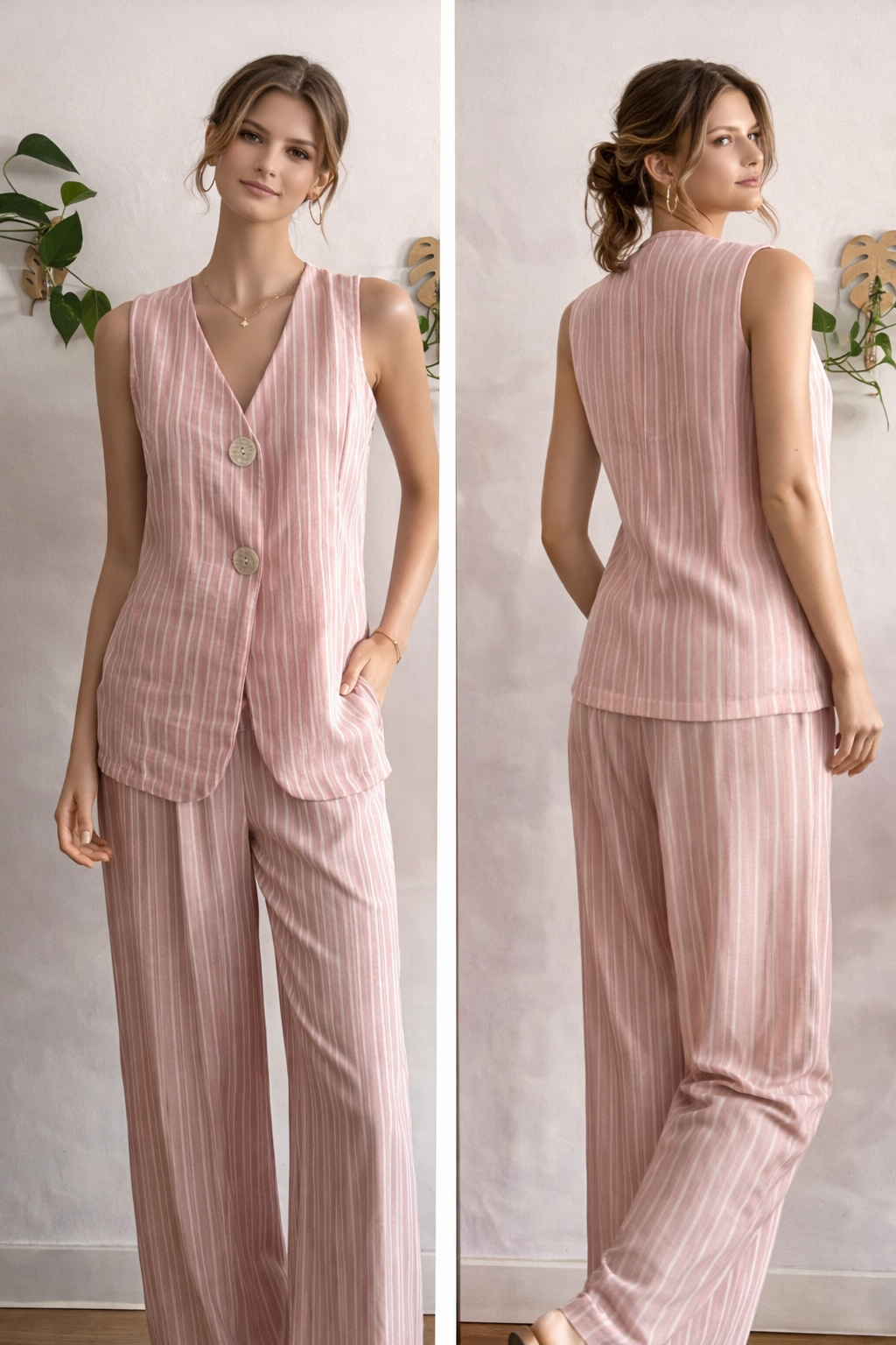 Conjunto de rayas con chaleco y pantalón ☀️