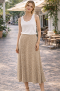✨ Falda midi de lunares en tono beige – Elegancia natural y atemporal ✨