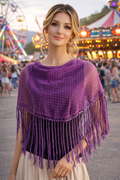 ✨ Mantón de topitos en color malva – Estilo flamenco con toque moderno ✨
